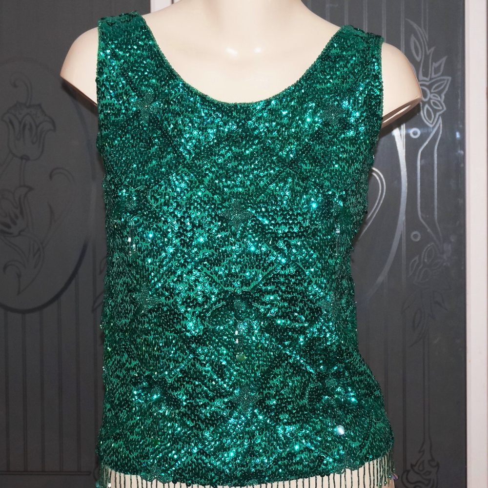 VTG Voguemont Beaded Sequin Sparkle Wool Pinup Top